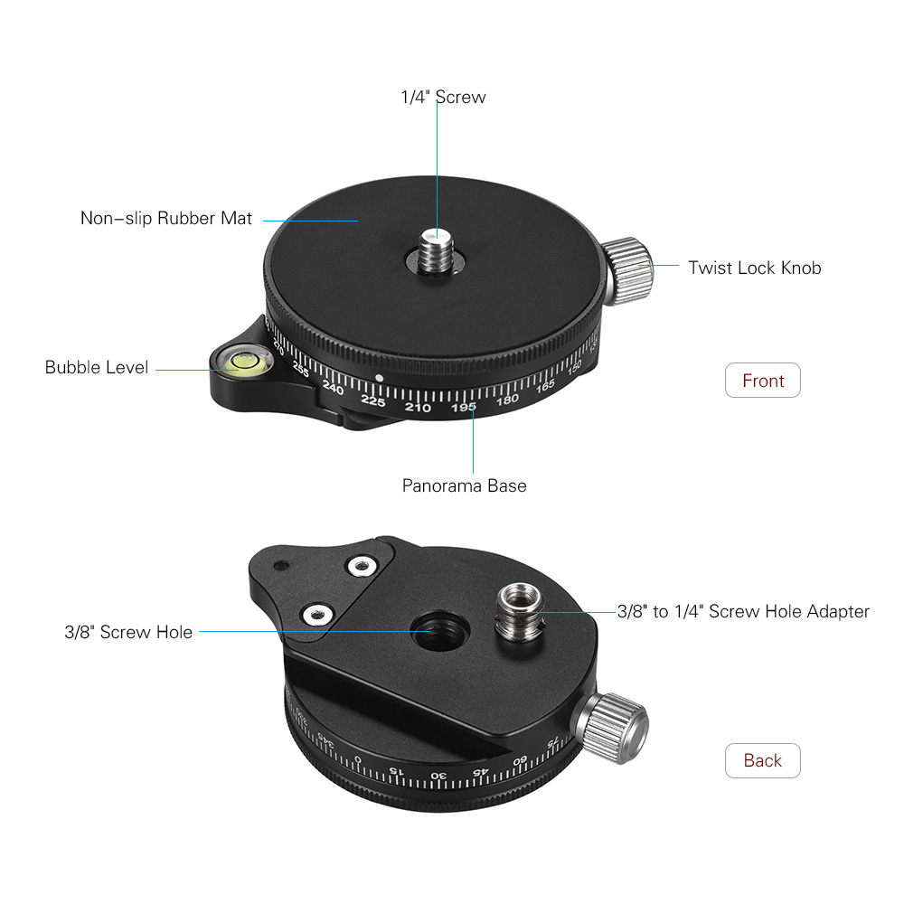 Caméra rotule rotule trépied tête 360 rotatif panoramique caméra connecteur adaptateur + 1/4 pouce vis pour monopodes caméra DSLR
