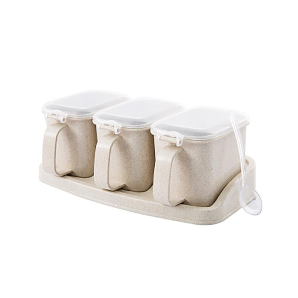 4 lager nordisk stil flera lager kryddkruka med handtag sockerpeppar saltburkar kryddförvaringsbehållare köksredskap 2 färg: 3 lager beige