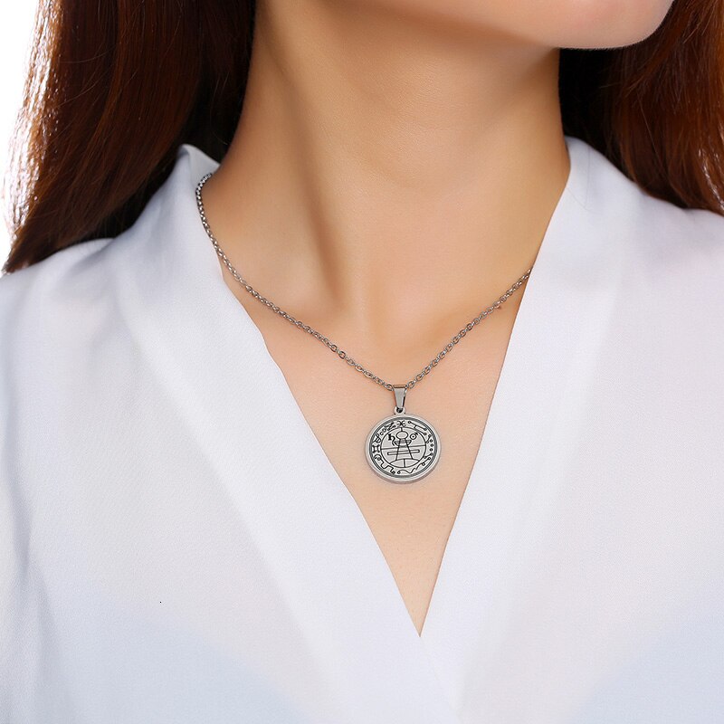 Vnox Rijkdom Fortune Amulet Pendnat Talisman Secret Zegel Van Solomon Unisex Kettingen Rvs Anti Allergie Casual Sieraden