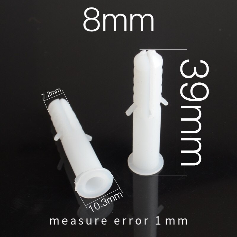 White Sleeve Nylon Screw Bolts Plastic Plug Expansion Tube 5mm 6mm 8mm 10mm: 8mm 20pcs