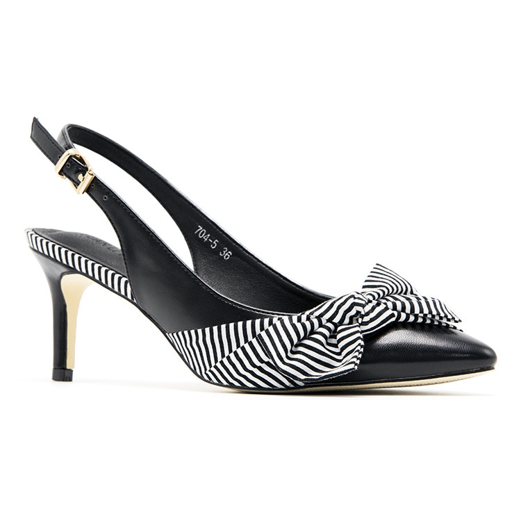 Zomerschoenen dames ondiepe mond hoge hakken dames dun met puntige strik damesschoenen wild: Zwart / 39