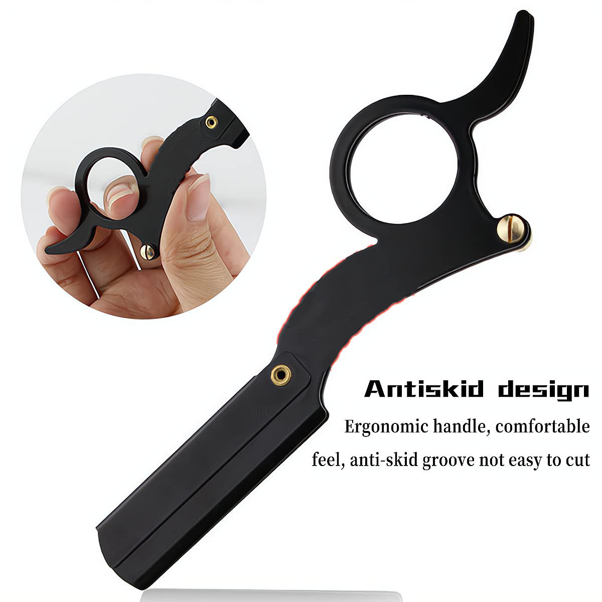 （1+10 blades） Barber Razor Haircut Beard Eyebrow Shaving Tool Manual Depilation Razors Hairdresser Trimming Blades Straight Edge