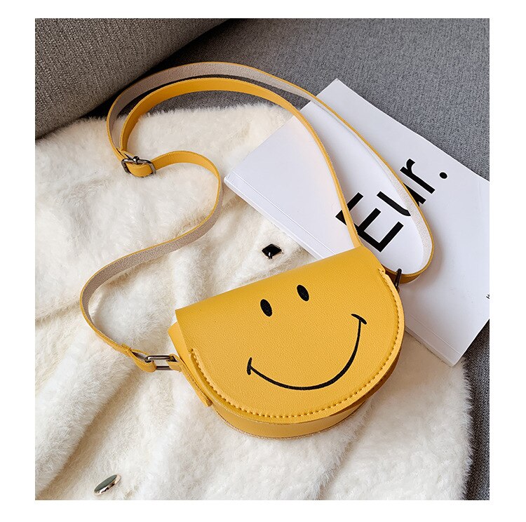 Cartoon Regenboog Kinderen Mini Crossbody Bag Pu Leer Baby Kids Smile Bloem Portemonnee Leuke Jongens Meisjes Accessoires Tas: smile