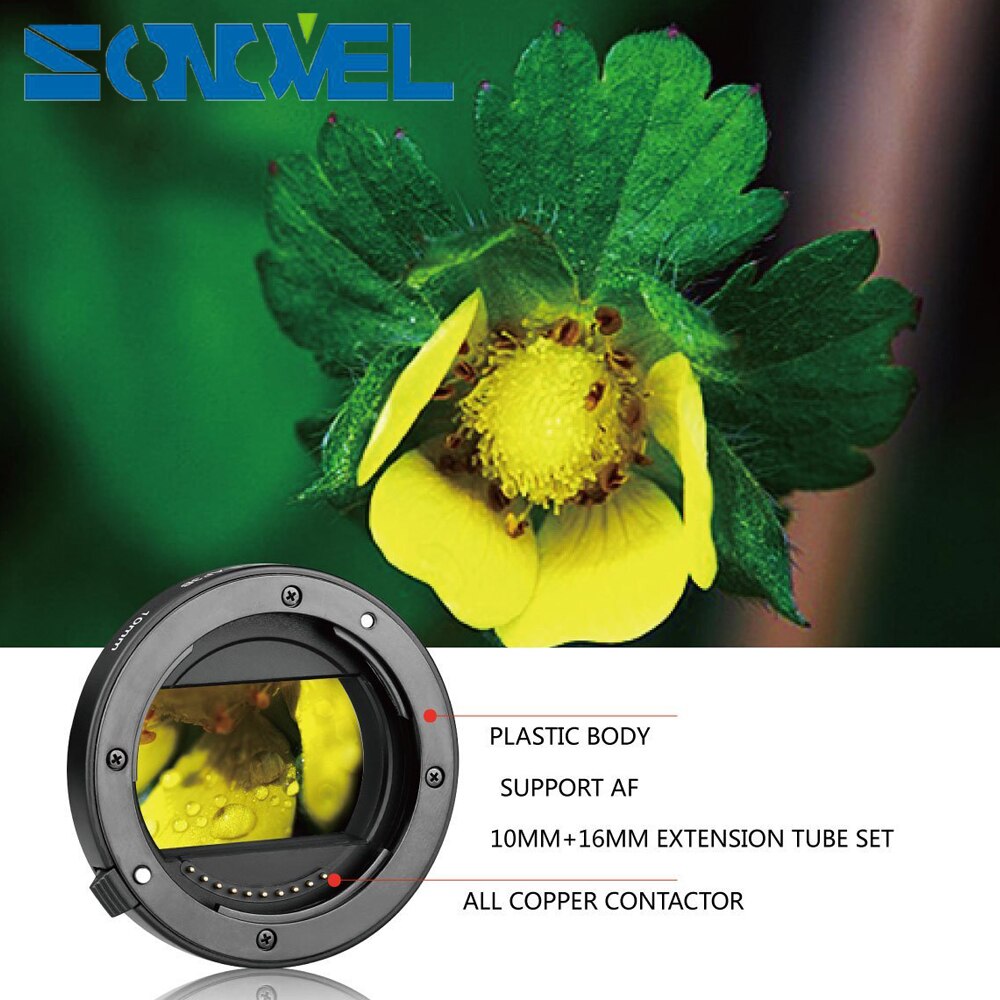 Meike Auto Focus Tubo de extensión macro 10mm 16mm para Sony e-mount fe-mount cámara sin espejo A7 A7R A7M2 NEX-F3 A3500 A6300 A6500