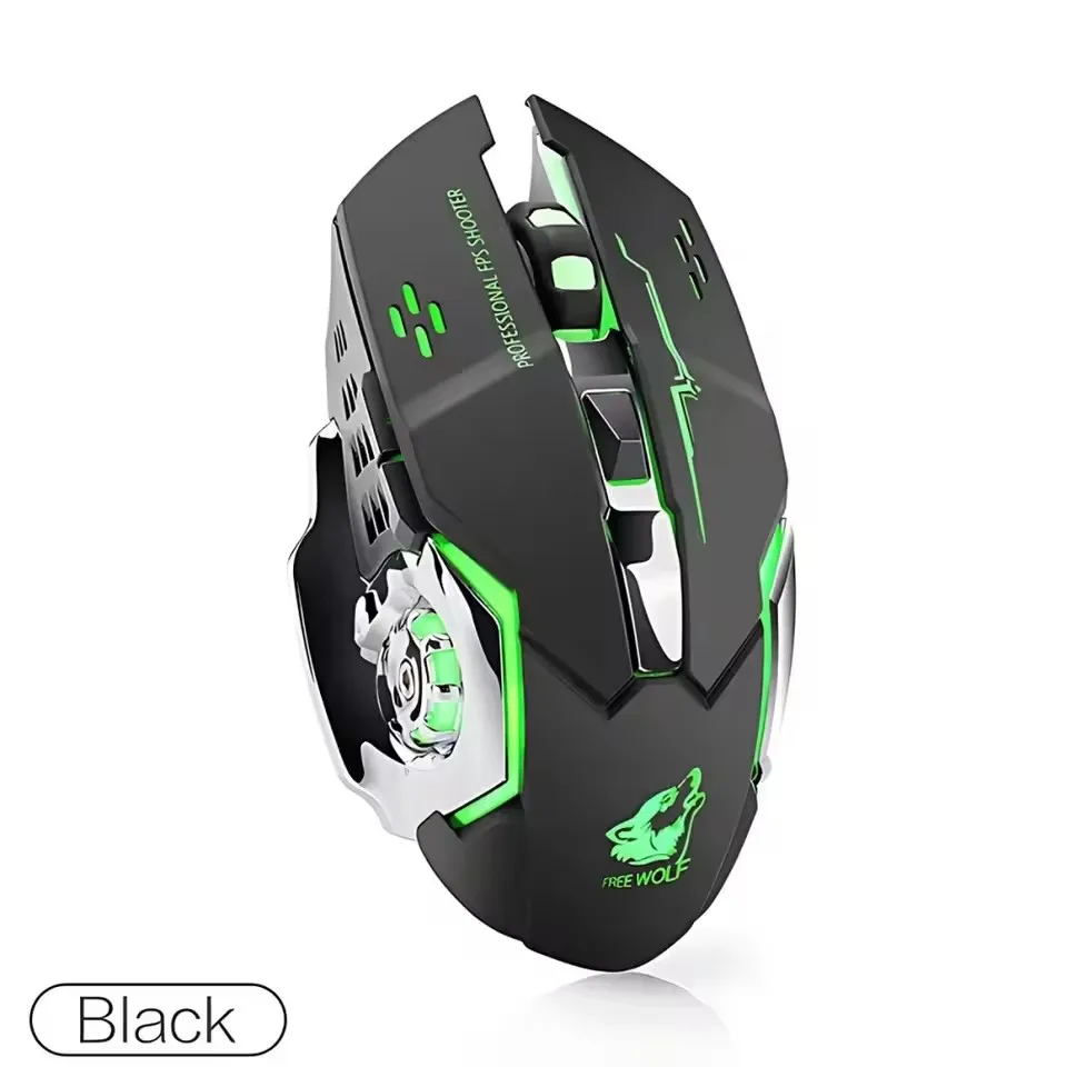 ZLRLMHY 2,4 G kabellose Bluetooth-Maus, USB-Computerspielmaus mit Empfänger, LED, bunt, wechselnd, optisch, leise, ergonomisch: WHITE