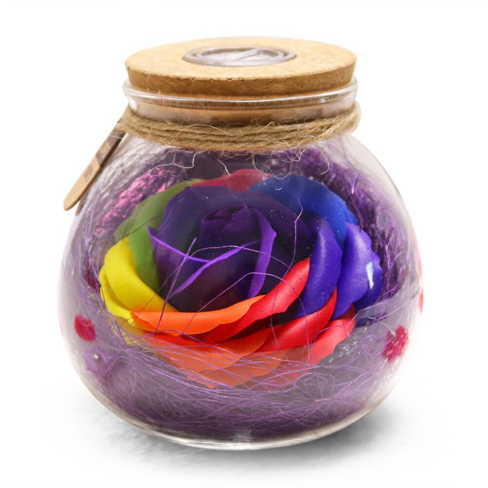 LED RGB Rose Lamp Bloem Fles Nachtlampje Afstandsbediening Rose Lamp Verlichting QJS Winkel: Purple