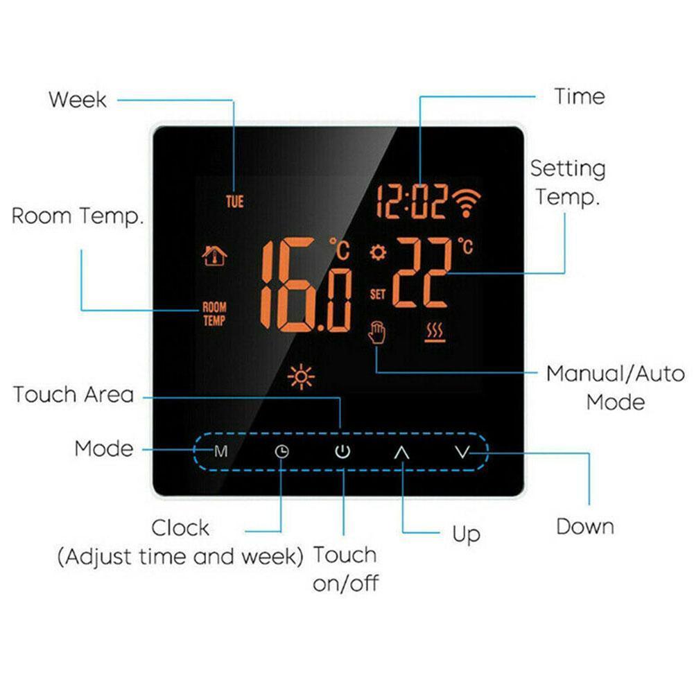 Wireless Thermostat Touch Screen Temperature Controller Alea Underfloor For Google Smart Programmable Electric Home Home He Y6U4