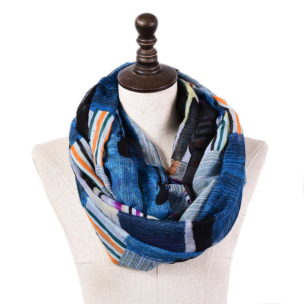 Women Plaid Ring Neck Scarf Winter Warm Soft Voile Loop Shawl Ladies Neckerchief Print Cable Infinity Scarves: 2