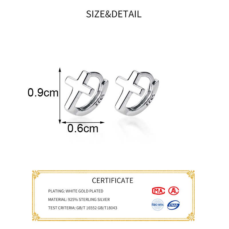 INZATT Real 925 Sterling Silver Geometric Cross Hoop Earrings For Women Party Fine Jewelry Minimalist Accessories