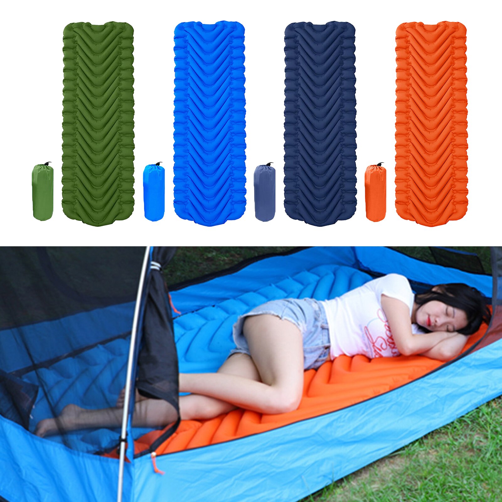 Inflatable Air Mattress Outdoor Tent Mat Camping Hiking Travel Sleeping Pad