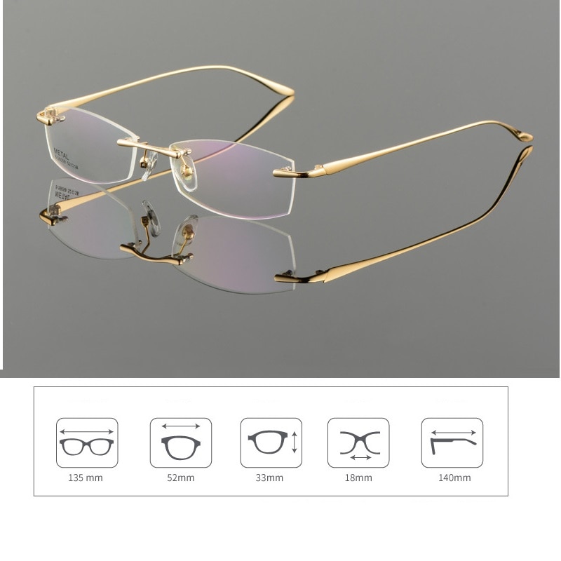 Vazrobe oro gafas montura para gafas de hombre sin montura gafas de hombre para receta ultra ligero de gafas lentes transparentes
