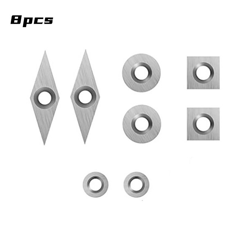 Houtdraaien Gereedschap Set Houtbewerking Beitel Hardmetalen Wisselplaten Cutter Rvs Bar Aluminium Handvat Hout Draaien Voor Draaibank: 8 PCS blade