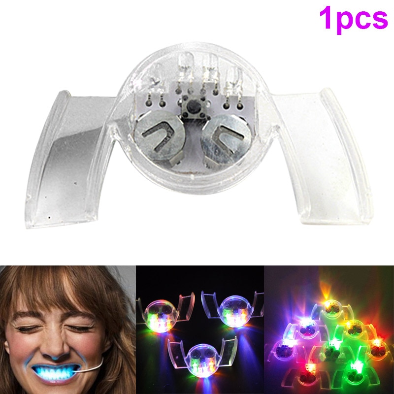 LED Flashing Light Mouth Guard Piece Glowing Tooth Toy Halloween Party Props BM88