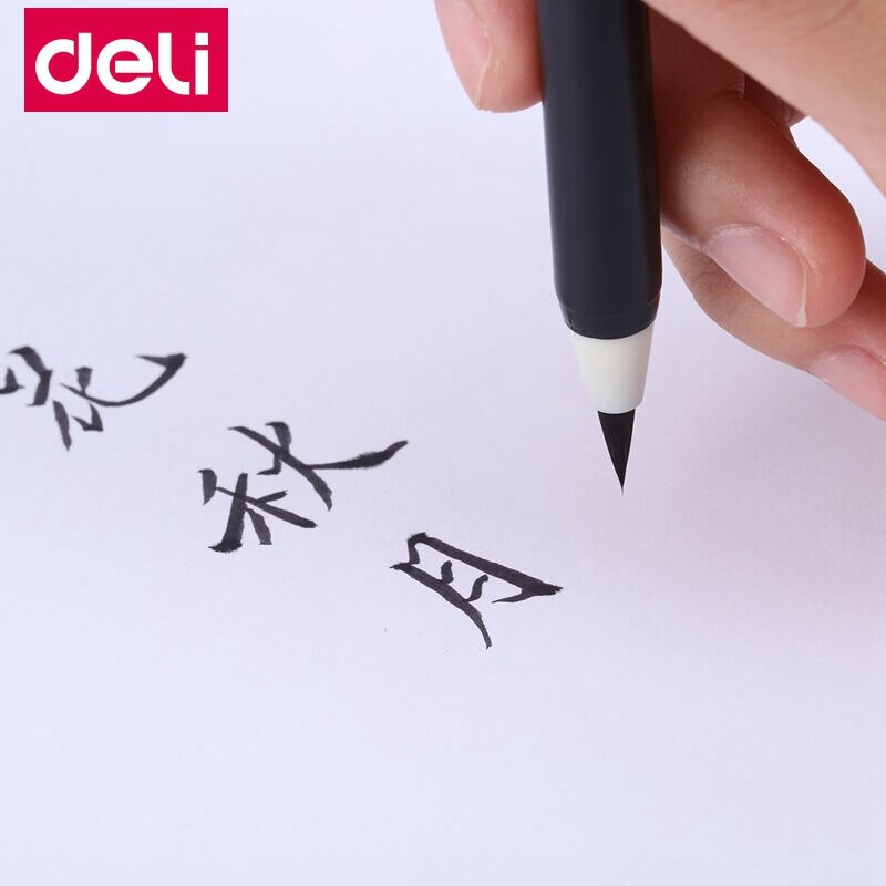 2PCS/LOT Deli 6589 write directly soft brush pen for calligraphy practice school student stationery supplies art drawing brush