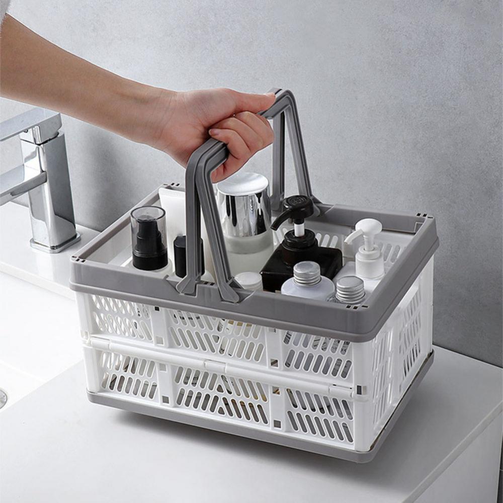 Home Storage with Handle Plastic Collapsible Shopping Basket Folding Crate Milk Toys Food Clothes Books Holder