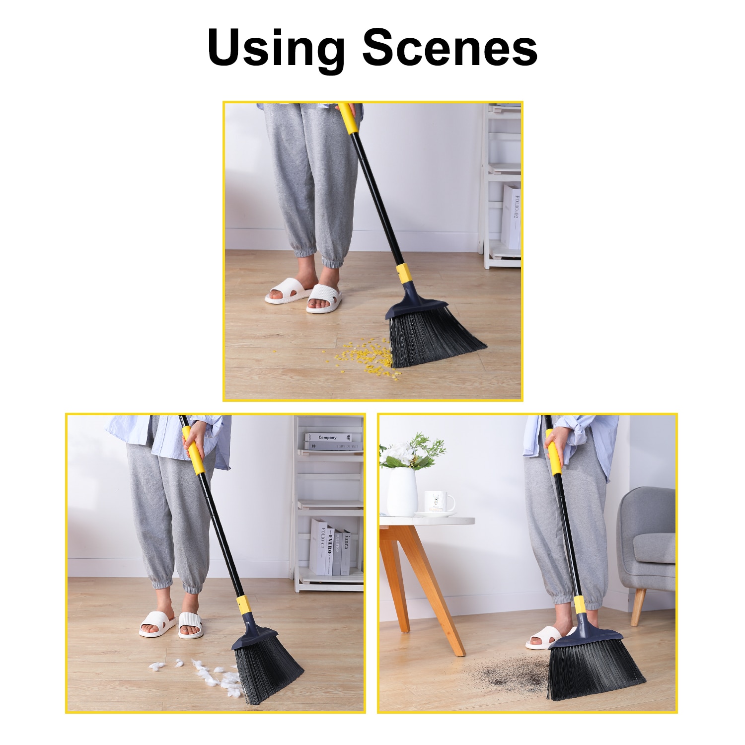 Yocada Heavy-Duty Broom Outdoor for Courtyard Garage Lobby Mall Market Floor Kitchen Room Office Pet Hair Rubbish Cleaning