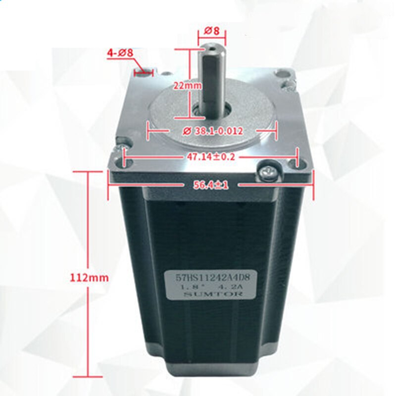 Nema23 two-phase 4/8 wire stepper motor 112mm high torque 3Nm1.8°4.2A single and double shaft 8mm24v high performance motor