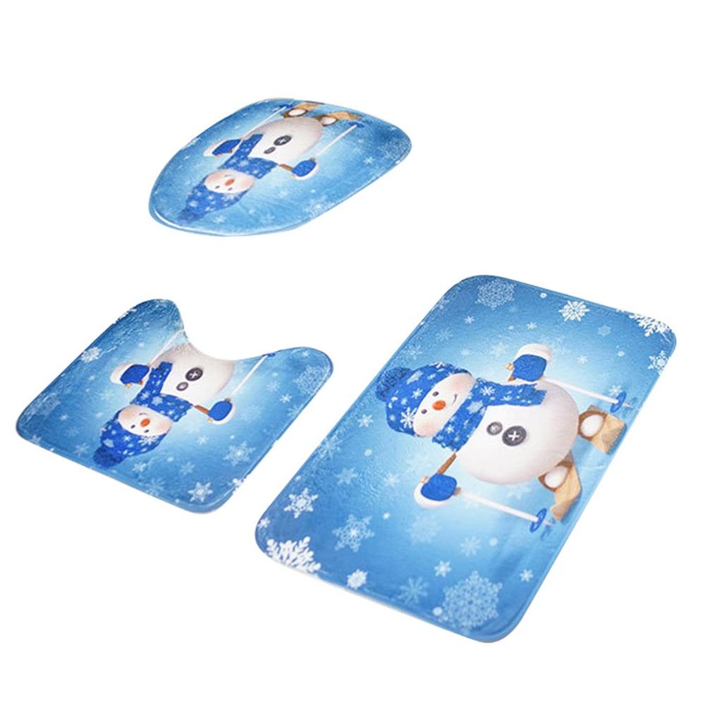 3 stuks/set badmatten badkamer toilet deksel afdekking sets antislip flanel keuken badmat tapijt toiletmatten onderlegger badkameraccessoires: Stijl 35