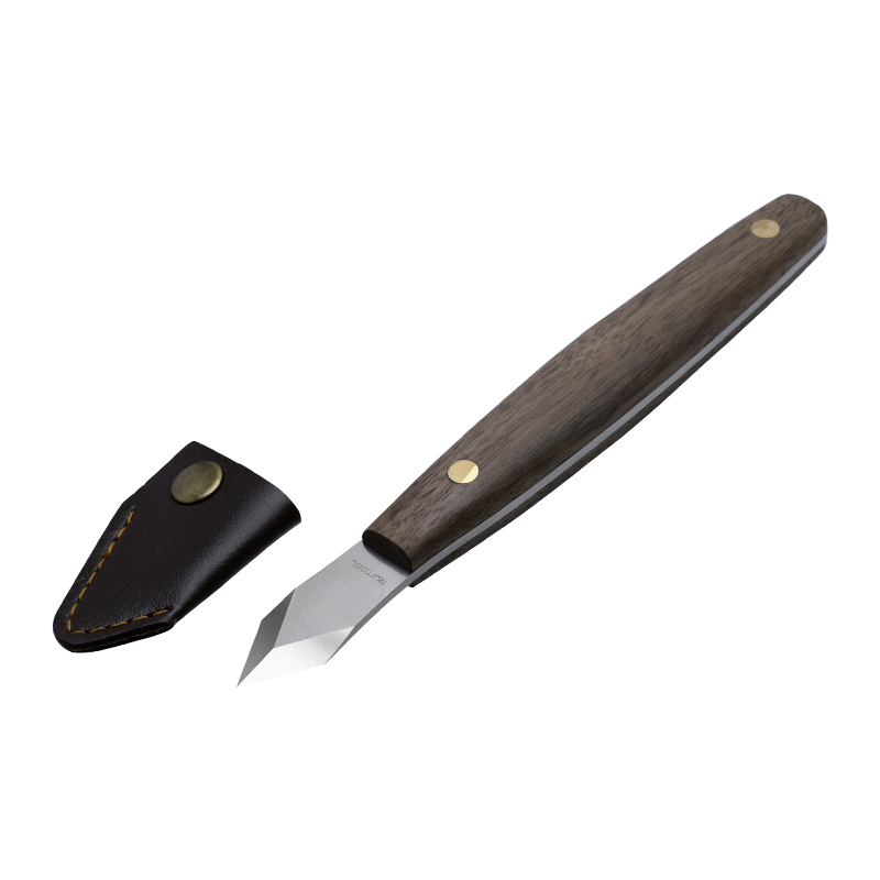 Markeringsmes Koolstofstaal mes Dubbele schuine opvallend mes Houten handvat met beschermhoes voor markering en snijwerk: Default Title