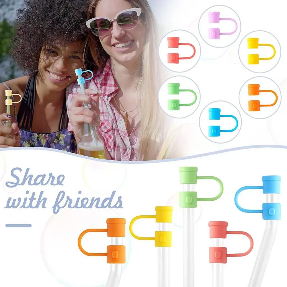 24Pcs Silicone Straw Tips Cover Reusable Straw Tips Lids Colorful Straw Plug Dust-Proof Drinking Straw Cover Portable Silicone