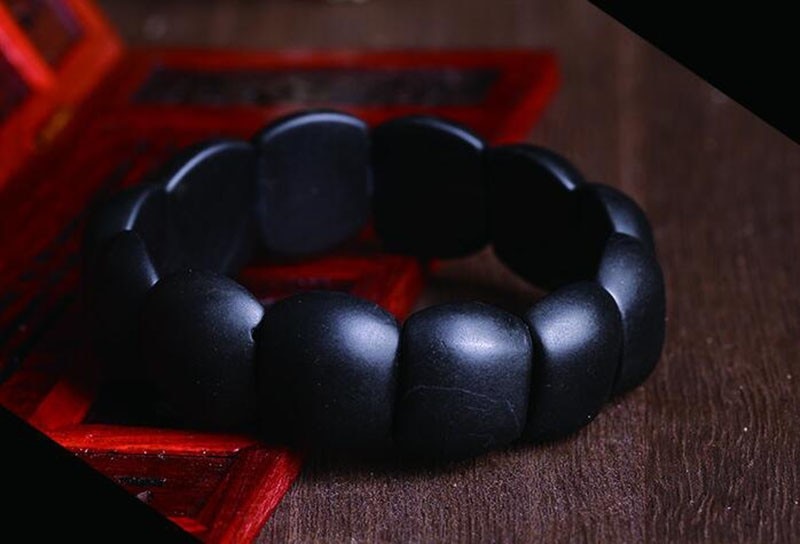 Natuurlijke zwarte jade sibin bian steen naald byanshi bianshi SI Bin Hand rij korte armband gezondheidszorg