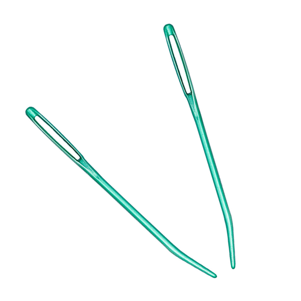 2 uds. Tapiz de punta doblada de aluminio, agujas de zurcir, tejido para suéteres, punto de lana, listón para coser, grapas bordadas: Green