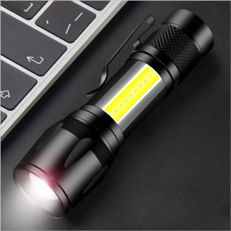 Newest CREE Q5 Battery USB Charging Flashlight COB LED Zoomable Waterproof Bicycle Clip Head Lamp Cycling flashlight