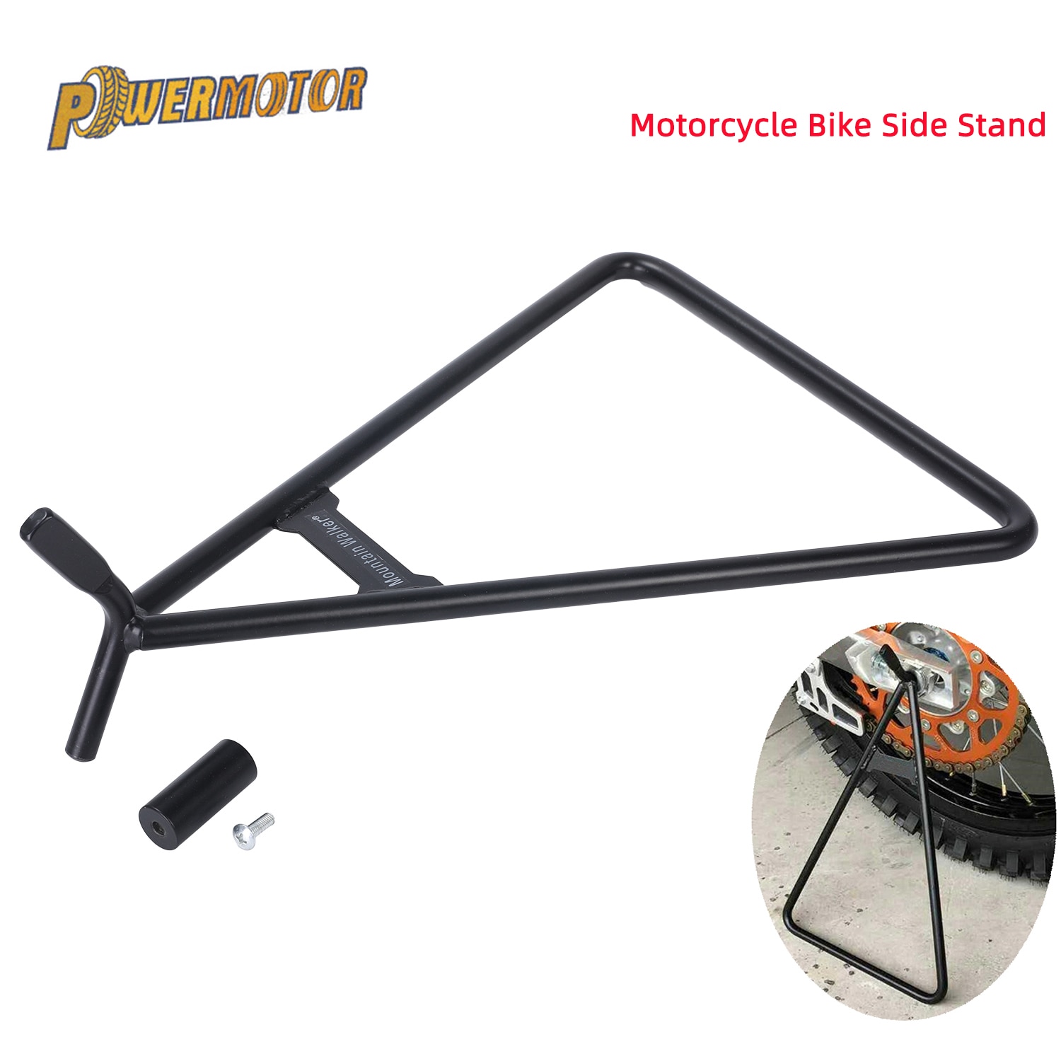 Universella tillbehör svart stål motorcykel triangel sidostöd 39 x 25 x 11cm för smutscykel mx motocross kickställ