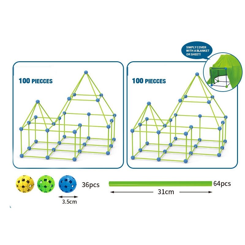 freundlicher Fort Gebäude Burgen Tunnel Zelte Bausatz DIY 3D glühen in das dunkel