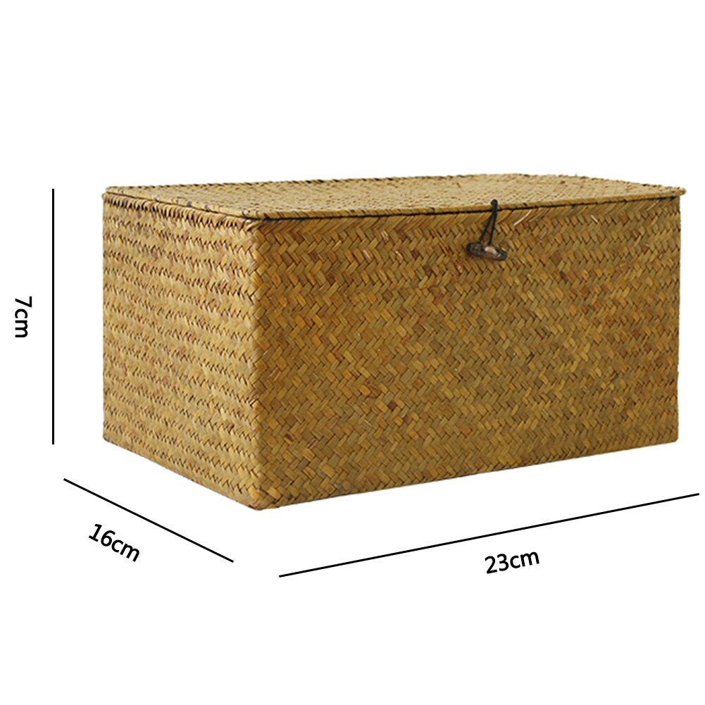 Bamboo Woven Storage Basket With Lid With Lock Storage Clothes Sundries Toy Storage Box Organizer Wicker Material