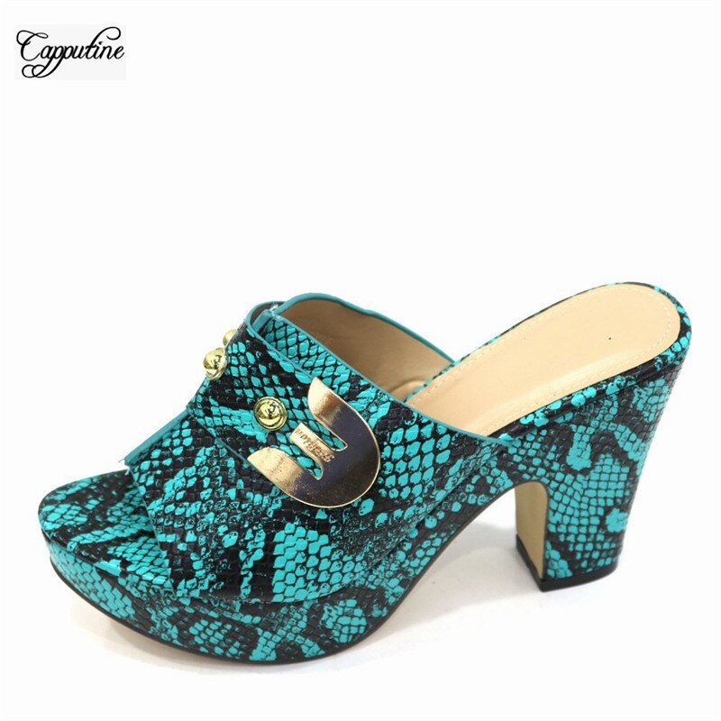 Aankomst Slippers Met Stenen Grijs Afrikaanse Hoge Hak Schoenen CR2121 Hak Hoogte 10Cm