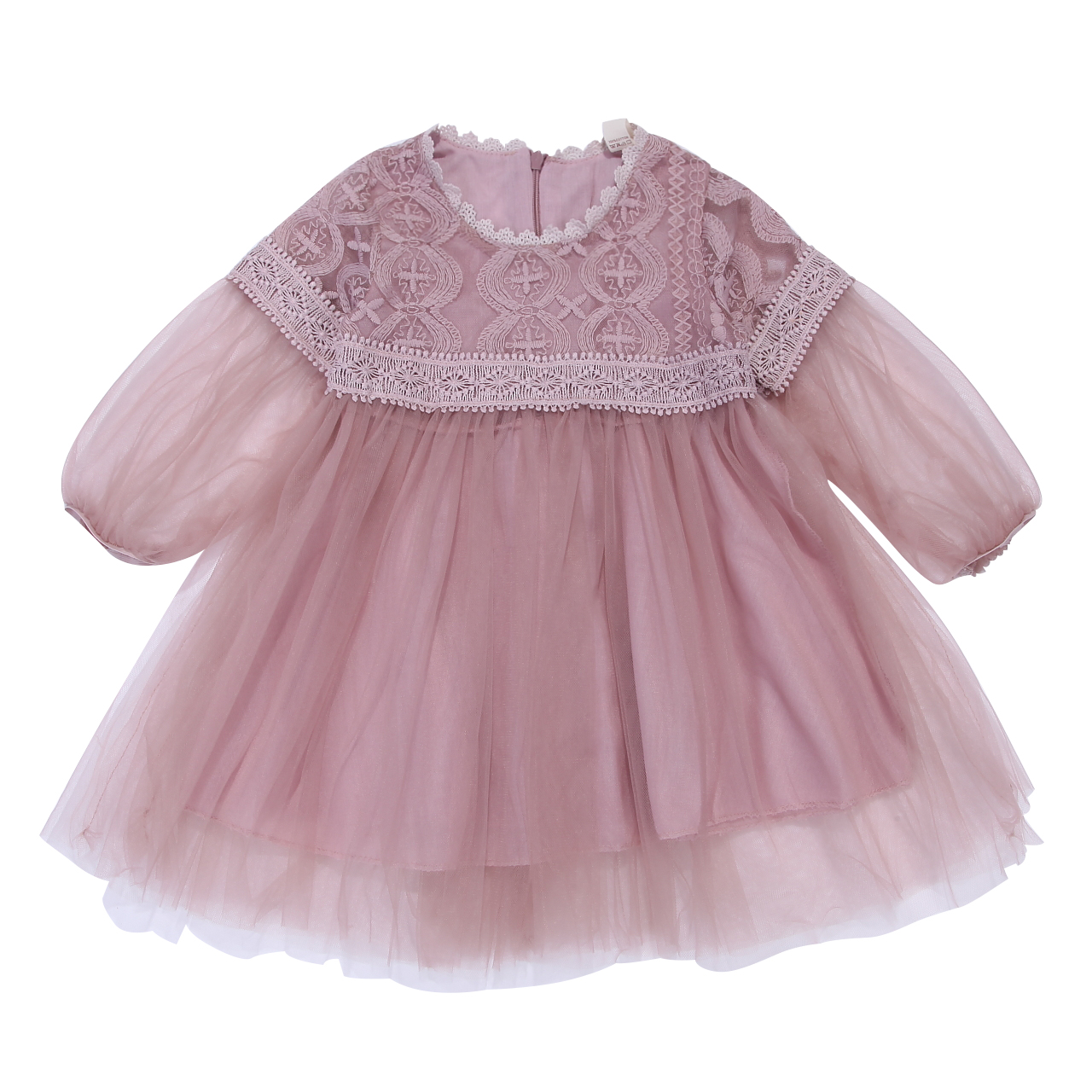 Blomst baby pige prinsesse børn baby tyl patchwork blonder langærmet tutu mini kjoler – Grandado