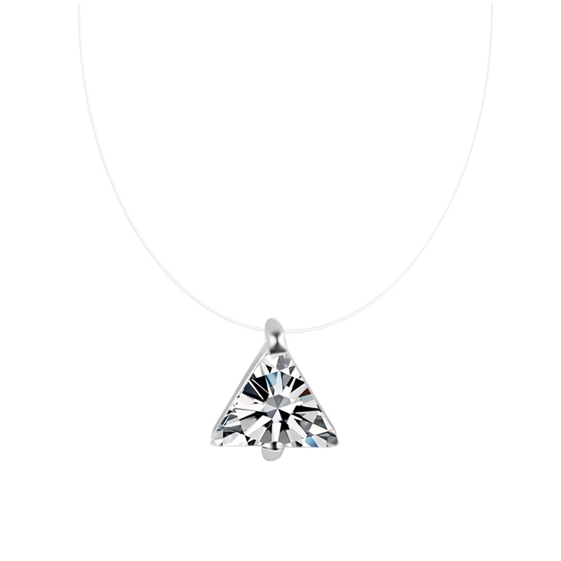 Chaîne transparente AAA Zircon collier Invisible ligne de poisson ras du cou femmes ovale coeur carré étoile goutte d'eau pendentif colliers