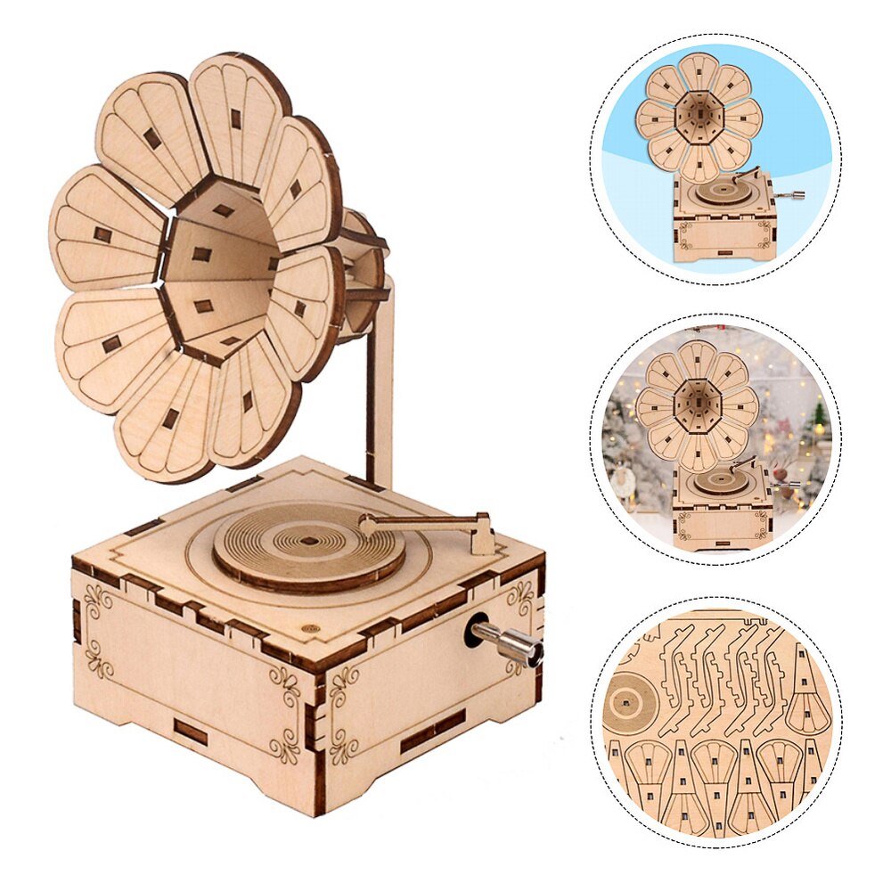 1 Set Houten Diy Kids Musical Box Ambachten Educatief Montage Materiaal Kit