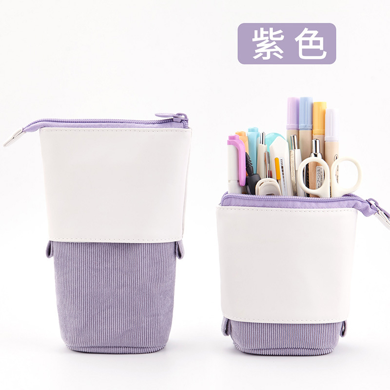Estuche para lápices, portalápices de puntos, tela de lona, material escolar estacionario coreano, organizador de regla para niños, bolsa de , caja de pie para transformador