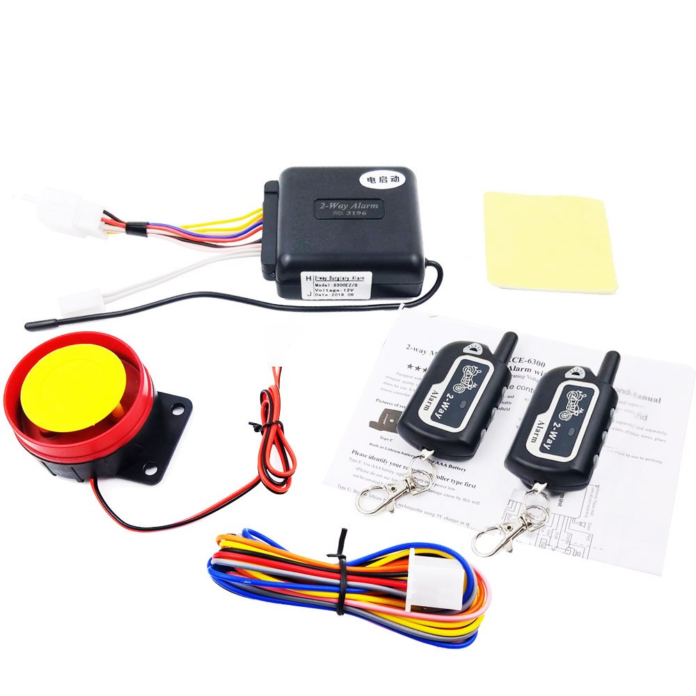 OLOEY Two Way Motorcycle Alarm Anti-theft Security System Scooter Moto 2 Way Alarm Remote Control Engine Start Theft Protection: 2pcs 2way Remote