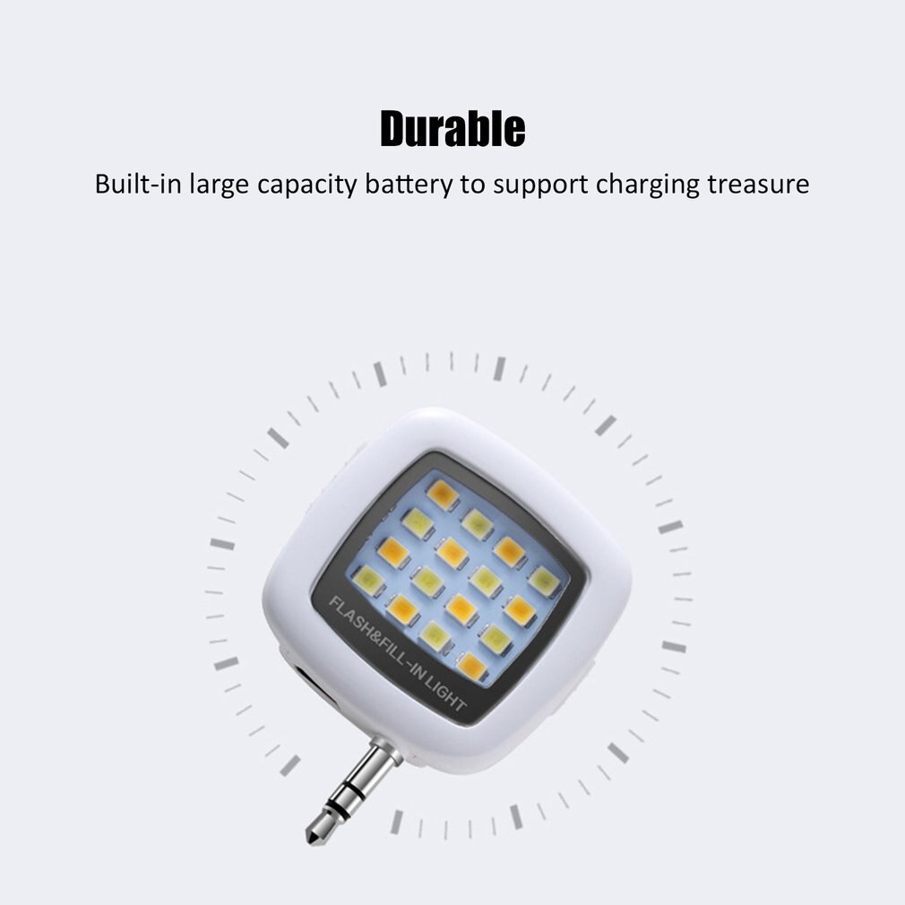 16 stuks led mini flitser opvullicht voor mobiele telefoon selfie helderheid fotografie lamp 3.5mm heldere led videolamp