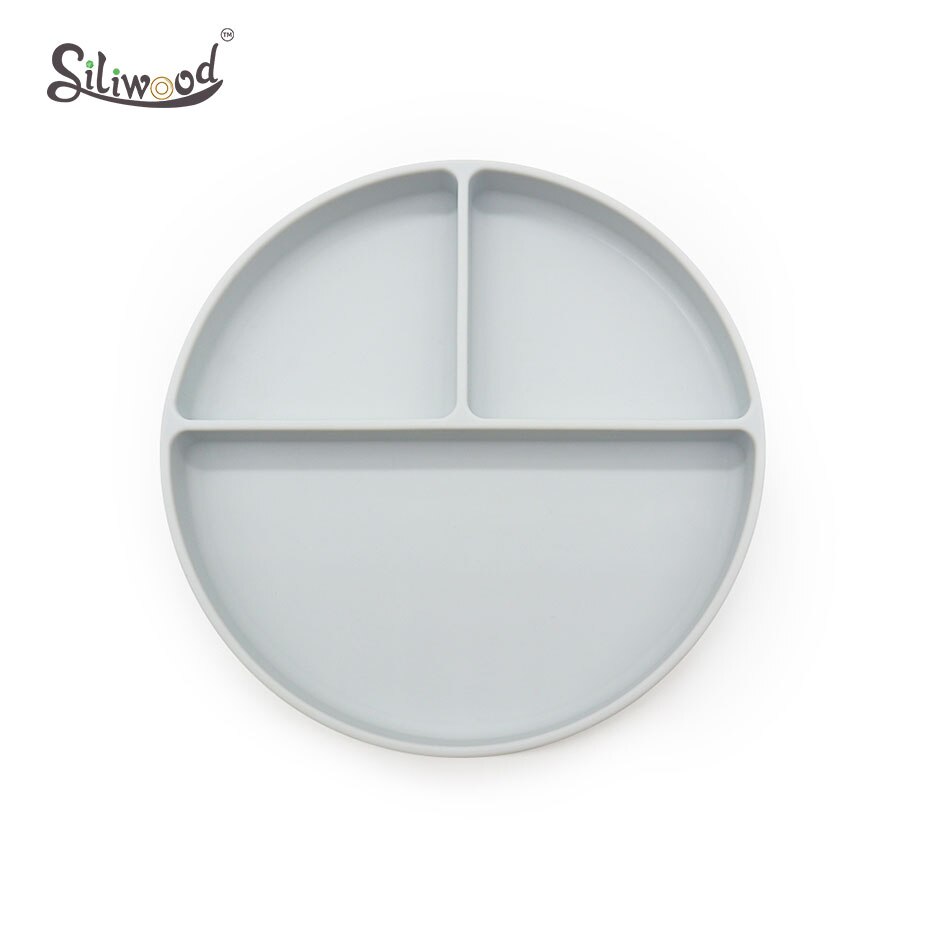 Vauvan astiat silikonilautanen imutarjotin liukueste minimatto taapero astiasto lasten astiasto lasten vauvanruokien syöttökulho: Harmaa levy