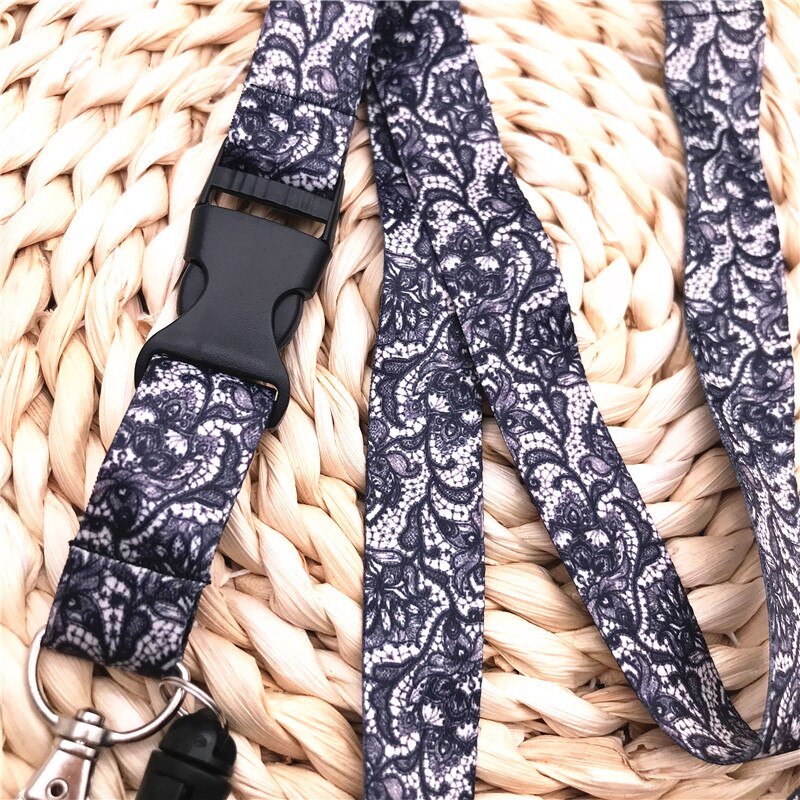 Double Sides Lace Printing Pattern For Key ID Card Mobile Phone Accessories Phone Charm Lanyard Neck Strap Cord USB Badge Holder