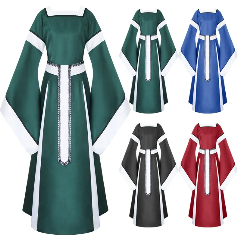 Túnica larga irlandesa para mujer, ropa medieval, amazoniana renacentista