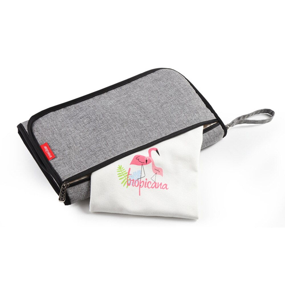1Pc Baby Luier Mat Opvouwbare Luiers Aankleedkussen Draagbare Waterdichte Luier Verandering Mat Opbergtas (Grijs)
