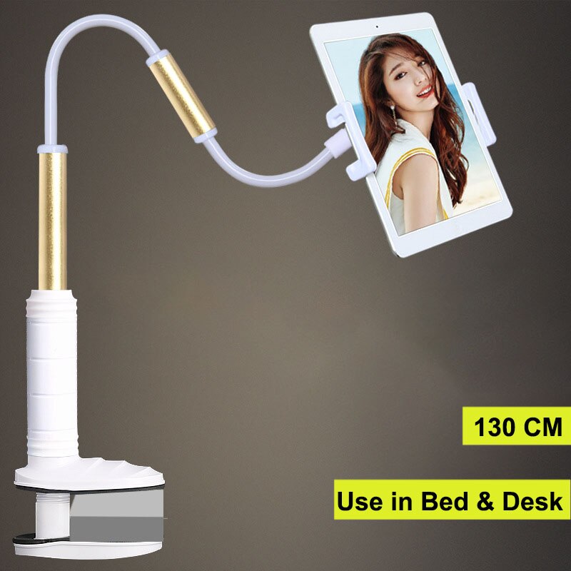 Vmonv 130cm desktop tablet telefon holder justerbar montering til ipad tablet 4 to 12.9 tommer seng tablet pc stativ metal støtte: 130cm guld