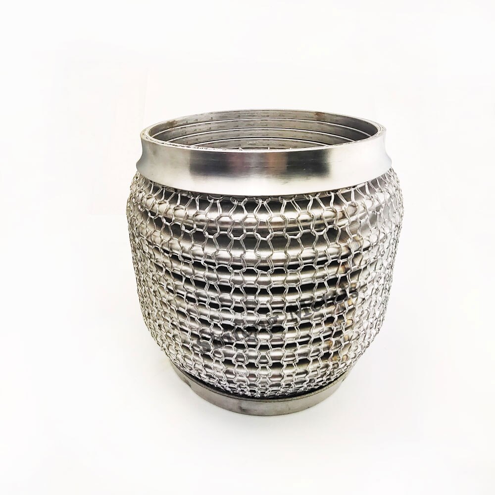 Stainless Steel 304 Flex Pipe Exhaust Bellow Tube Flex Coupler With Mesh Interlock Super Flexible Bellows 63x102mm 76x102mm