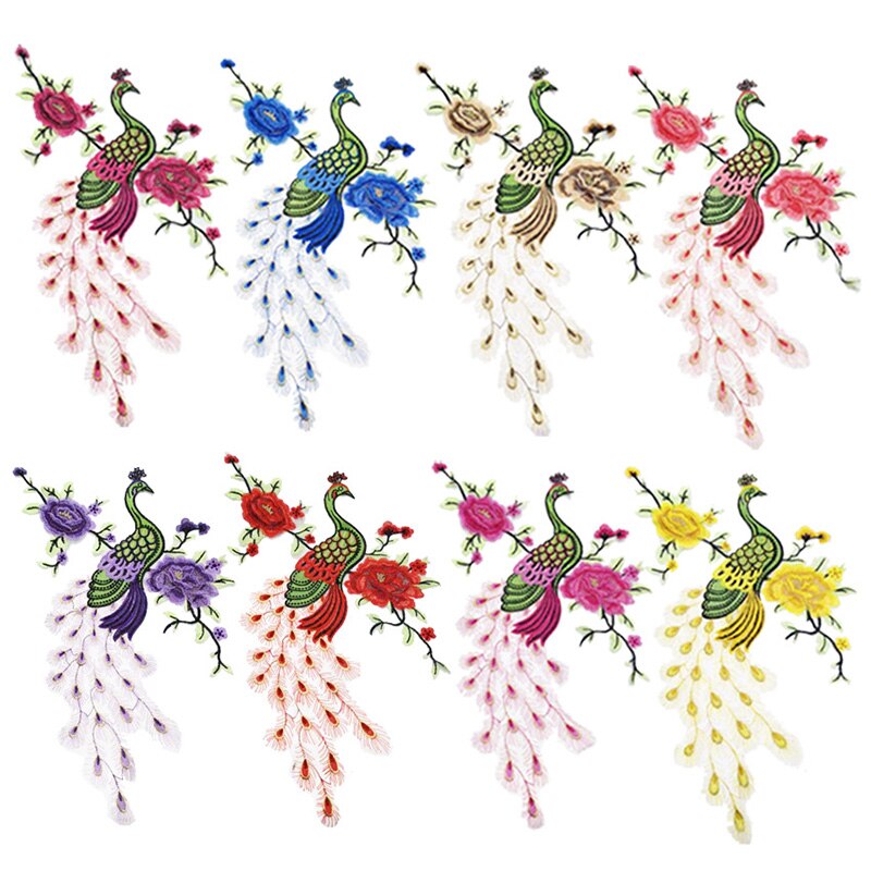 Broderi tyg påfågel spets sömnad applikation spets krage halsring krage applikation gör det själv kläder tillbehör scrapbooking