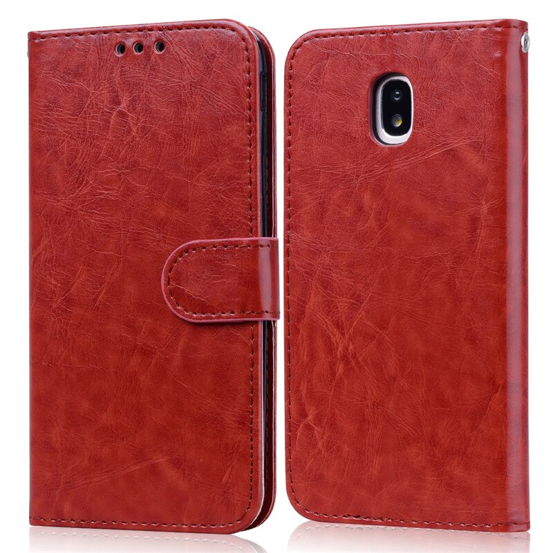 Case For Samsung Galaxy J3 Wallet PU Leather Phone Case For Samsung J3 J330F J330 SM-J330F Case Flip Silicone Cover: Brown