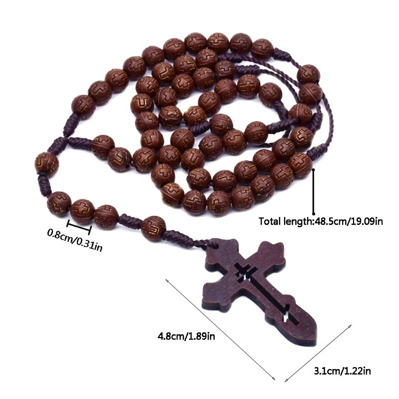 Handgemaakte Mannen Cross Katholieke Rozenkrans Kralen Hanger Ketting Religieuze Ketting Vintage Sieraden Charm 85DA