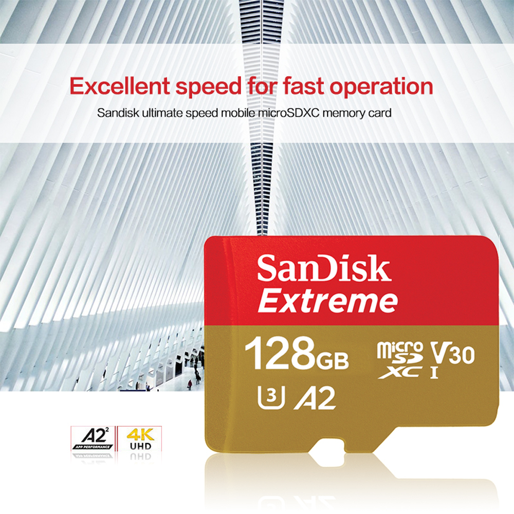 Sandisk Extreme Micro SD Card 128gb 256gb U3 4K V30 A2 Class 10 UHS-1 flash card 512GB 64GB microSD/TF Card For Phone camera