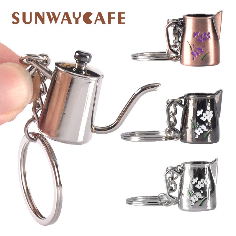 Couple Espresso Accessories Coffee Key Chain Mini Coffee Tamper Beautiful Coffee Keyring Cafe for Coffee Lovers Keychain