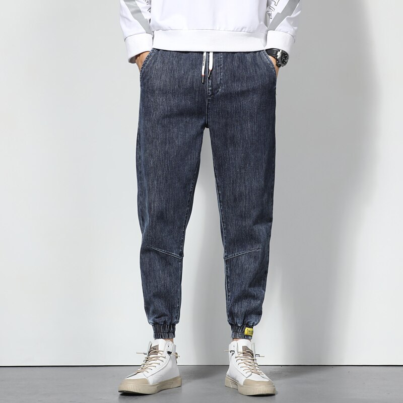 Herfst Heren Blauw Harem Jeans Mode Streetwear Denim Broek Elastische Taille Broek Plus Size 5XL 6XL 7XL