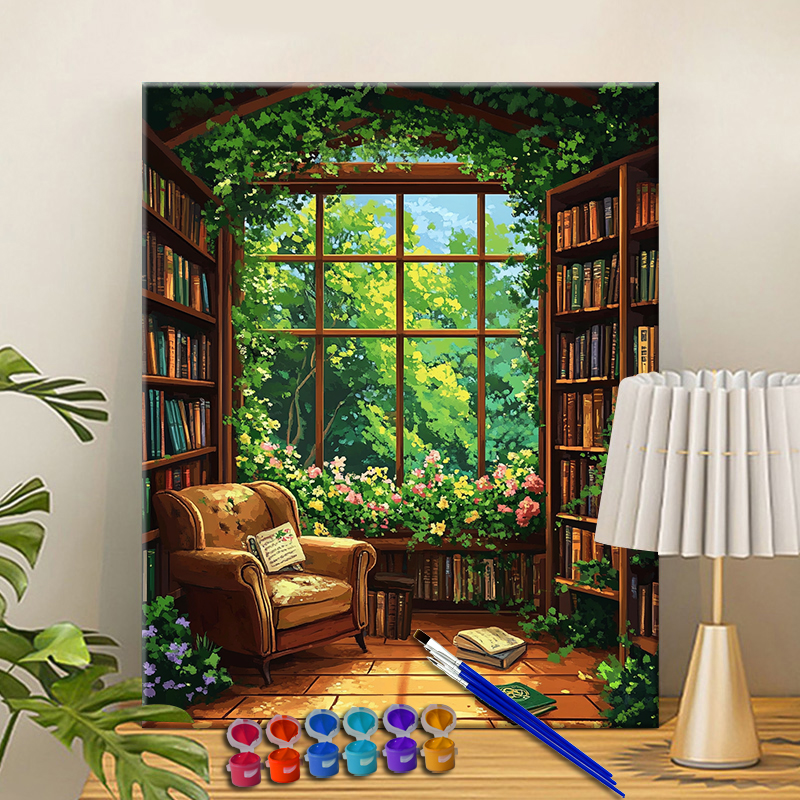 Painting By Numbers The Quiet Library Acrylic Paint Canvas Portrait Family Children Photo Christmas